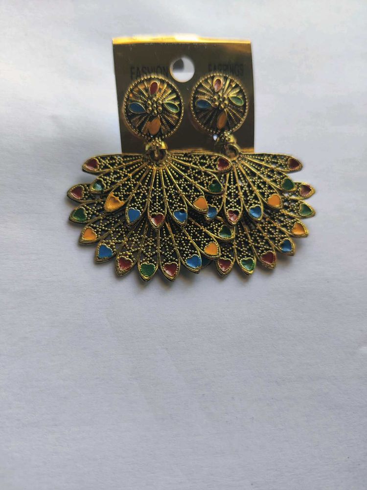 Peacock Inspired Fashion Earrings