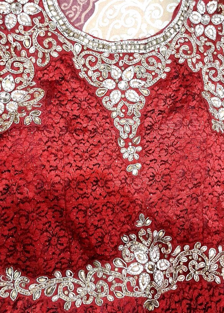 Elegant Red Embellished Gown