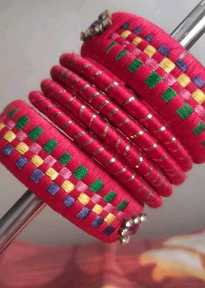 Red &amp; multi colour bangles