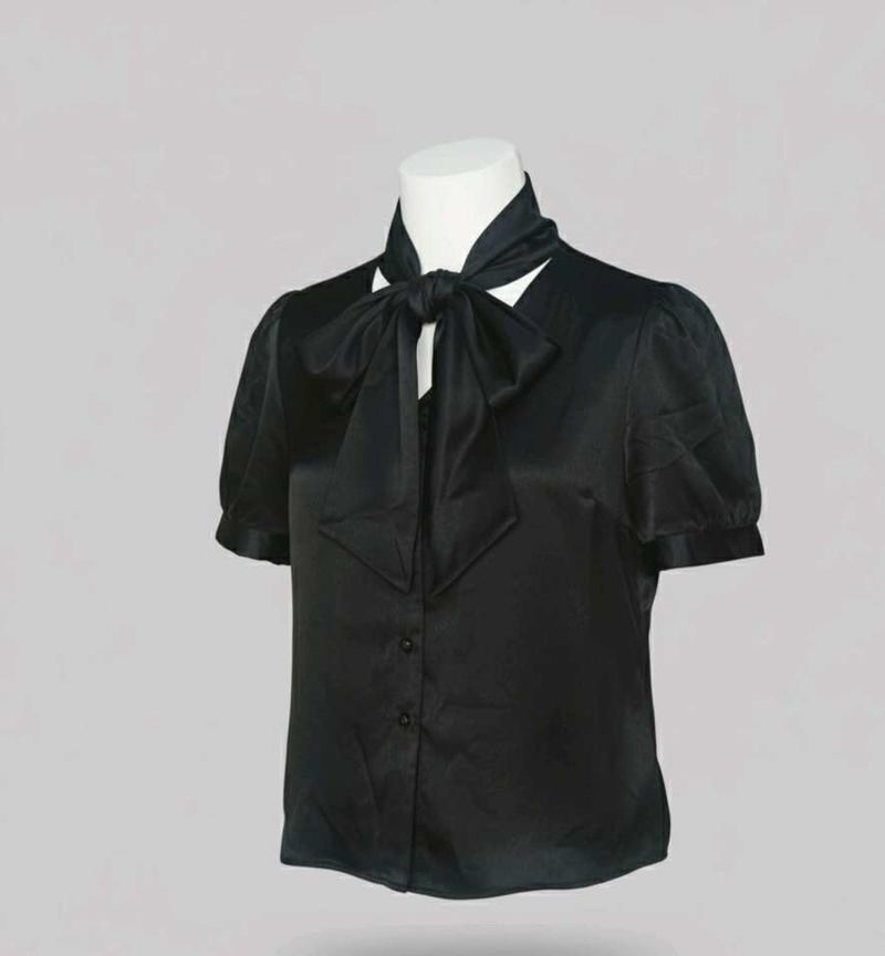 black shirt (Elegant Blk Bow Blouse