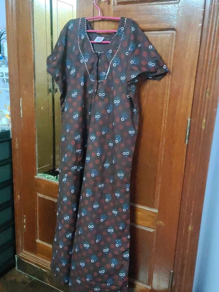 Brown Polka Dot Loungewear Dress
