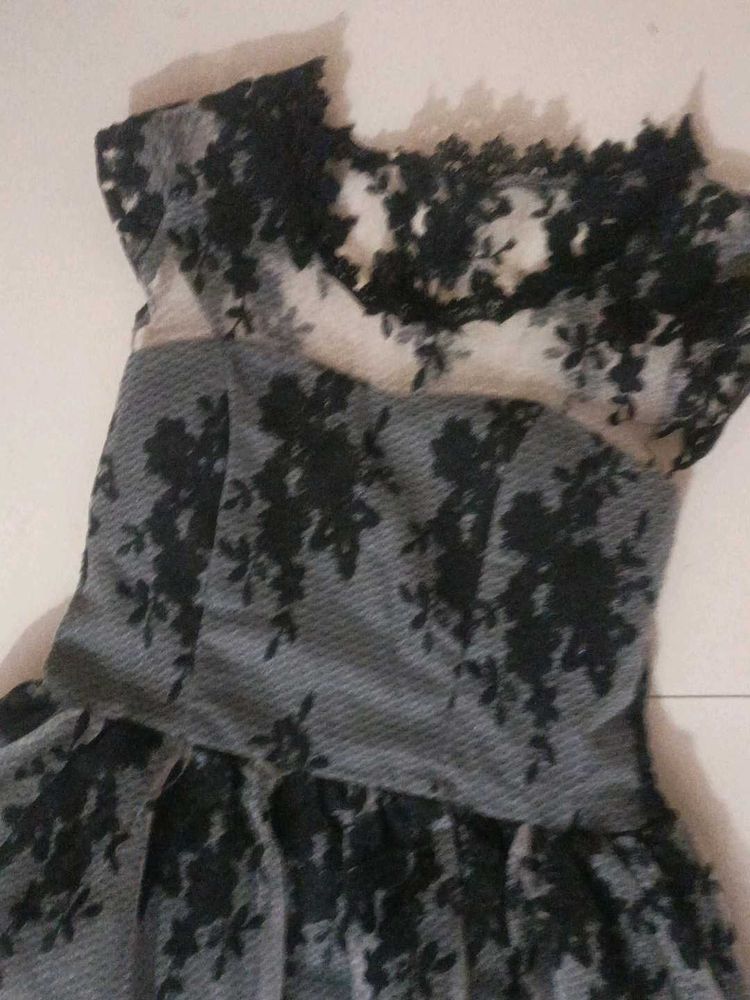 Grey &amp; Black Lace Dress