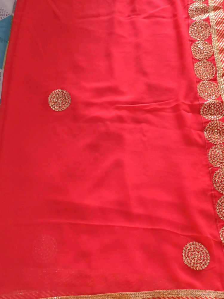 Beautiful Red Tara Lace Saree