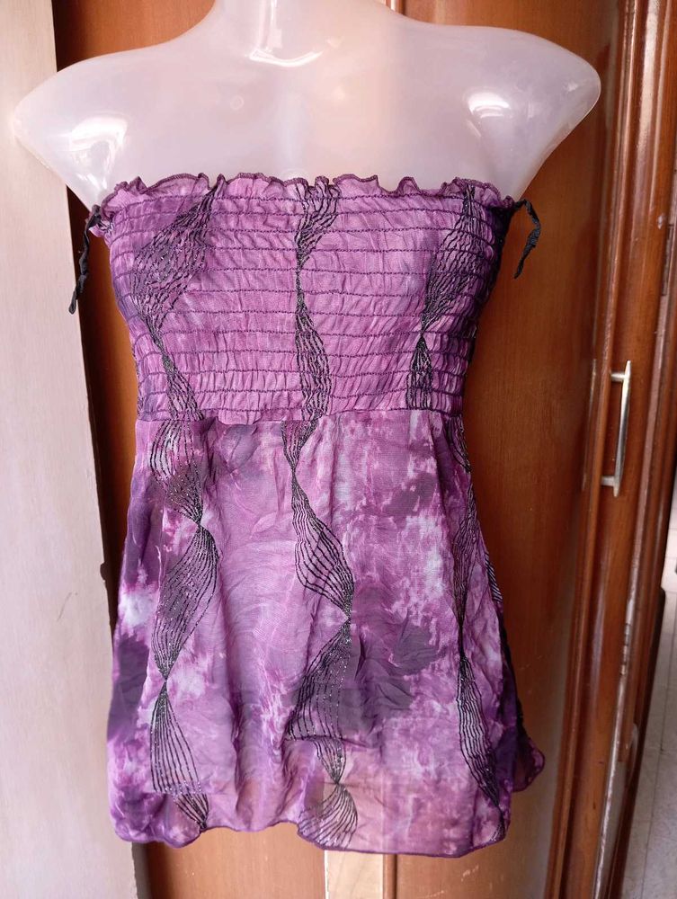 Purple Strapless Top