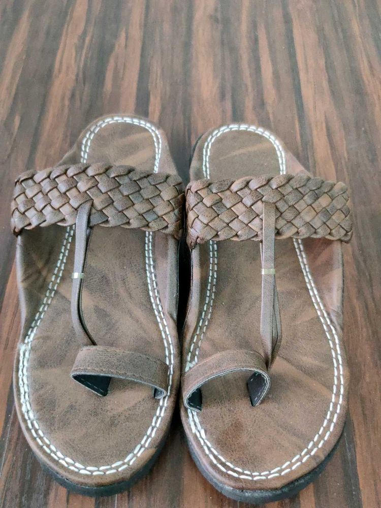 Kolhapuri Brown Braided Flats