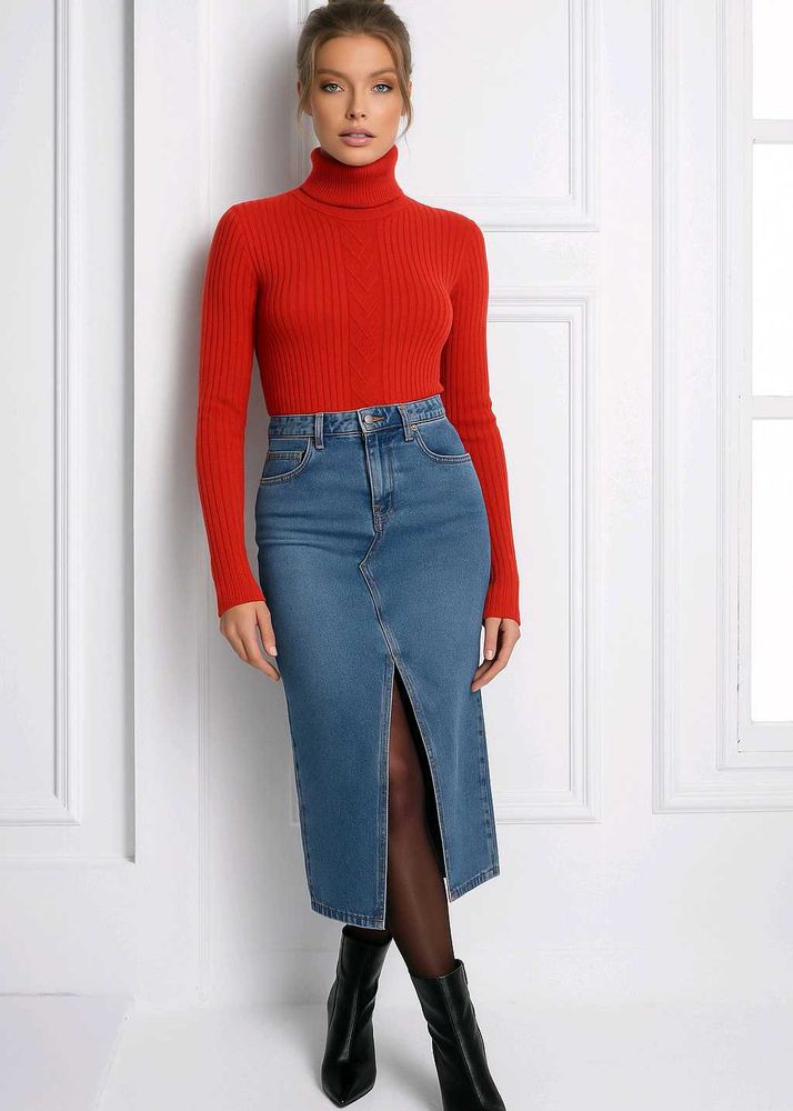 Y2k Ribbed Turtleneck Sweater 🧡