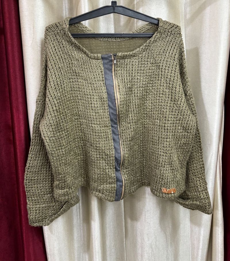 Olive Green Full Sleeve Winter Sweater