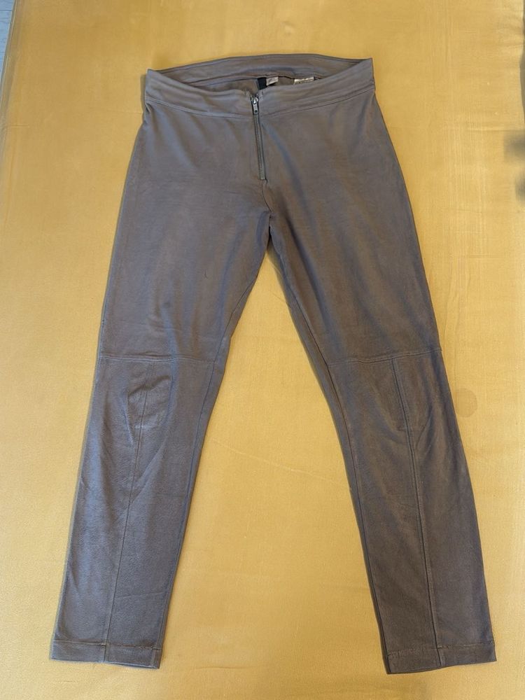Suede Zip-Front Pants