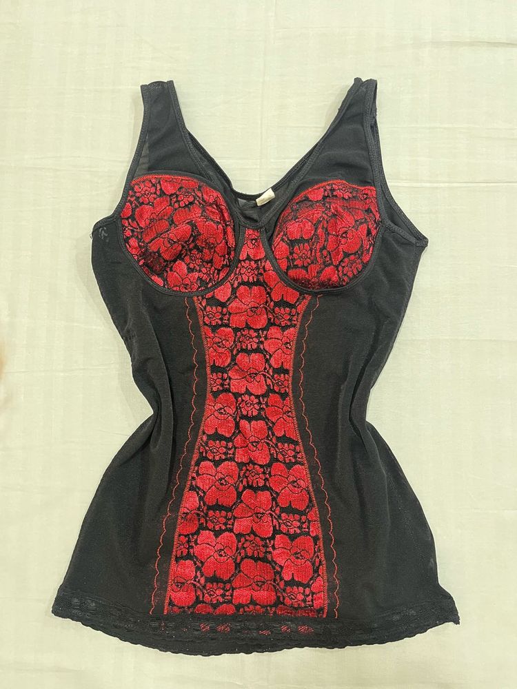 Black &amp; Red Lace Bustier Tank Top
