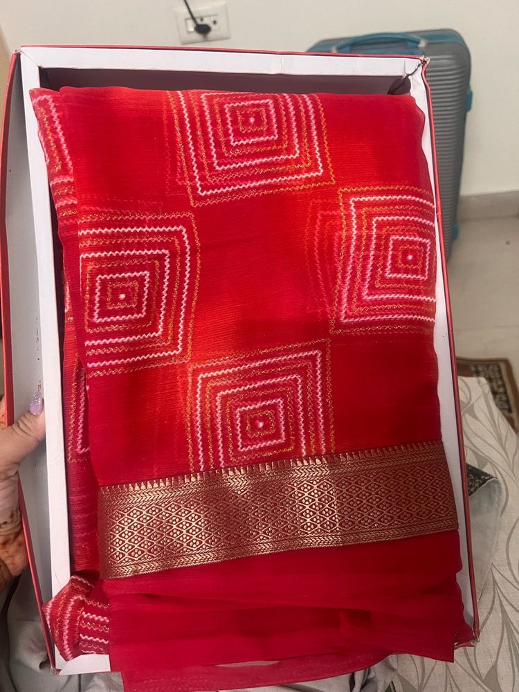 Orange Chiffon Saree