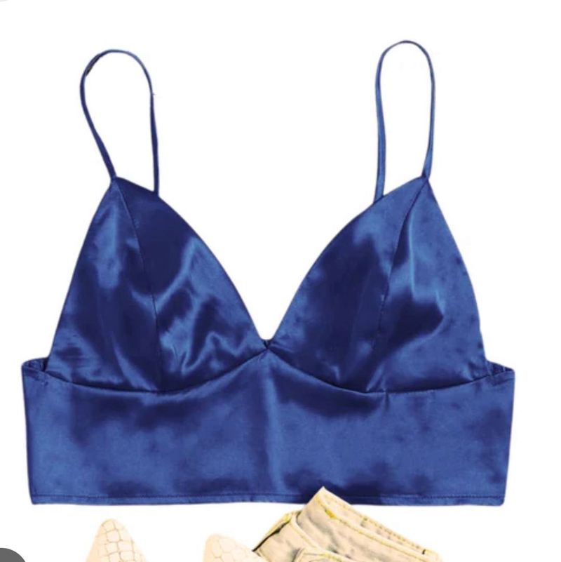 Blue Satin Bralette Top