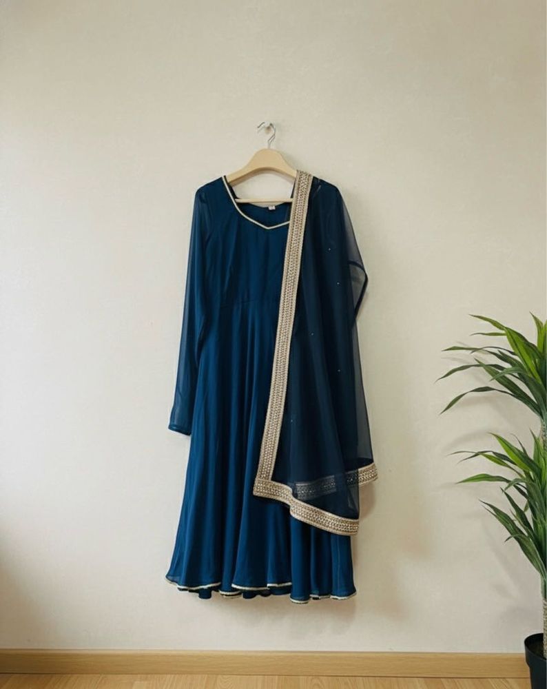 Elegant Blue Anarkali Kurta Set