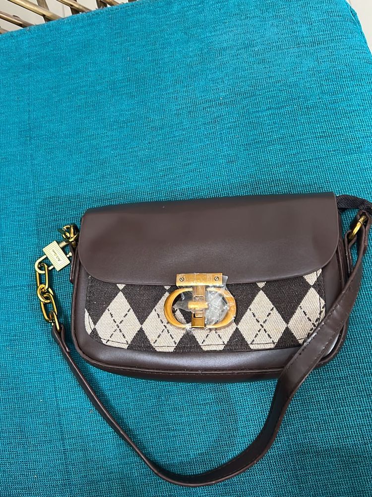 Brand New Coffee Brown Faux Leather Handbag