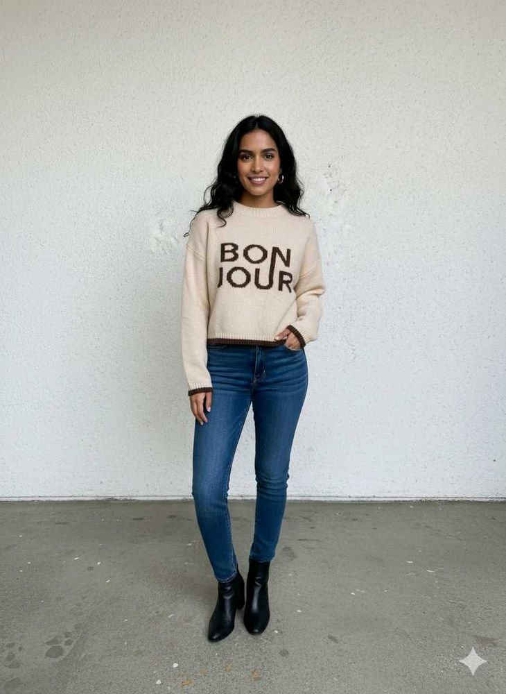 Bonjour Cropped Sweater