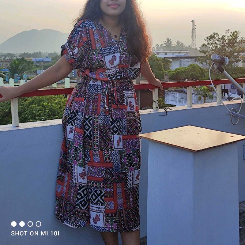 Patterned Midi Dress