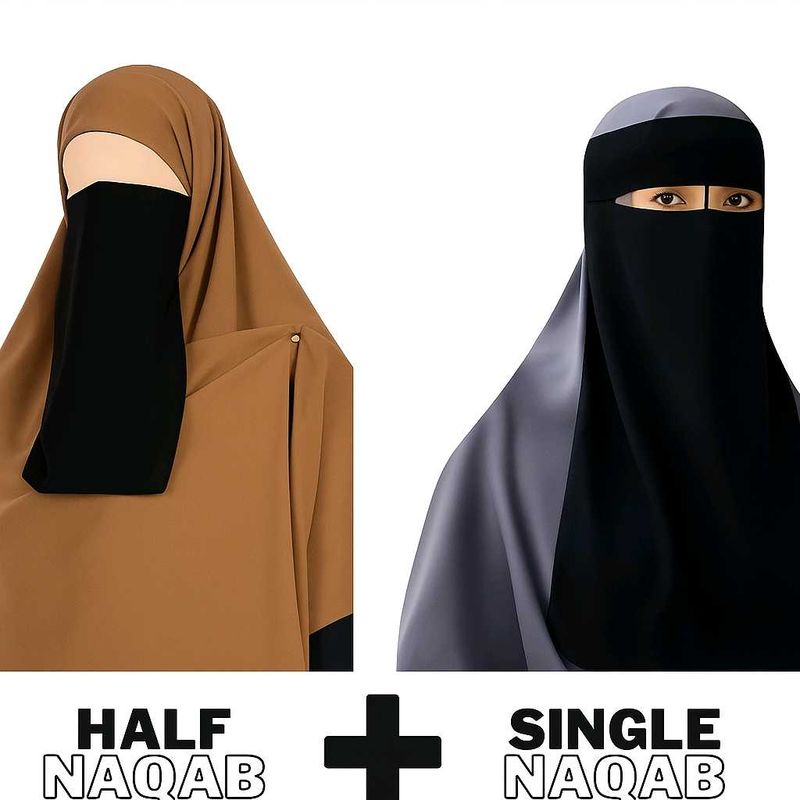 Stylish Niqab Set - Half &amp; Single