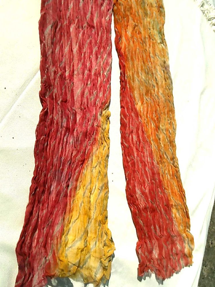 Red &amp; Orange Tie-Dye Duppta