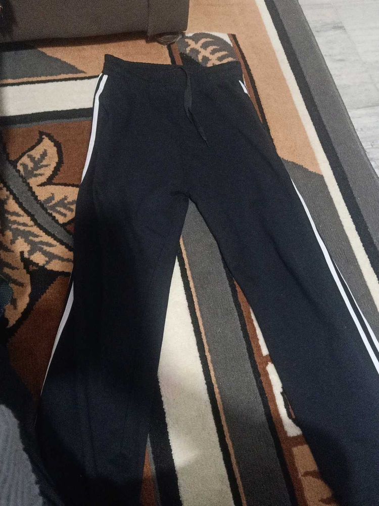 Black Track Pants with White Stripes