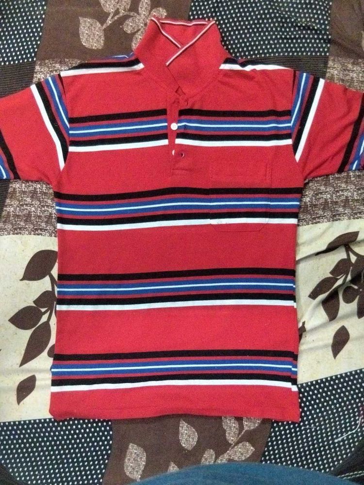 Striped Red Polo T-Shirt