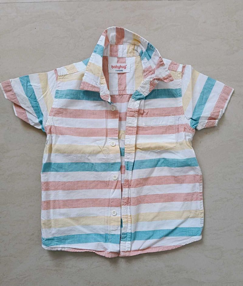 Babyhug Half Sleeves Shirt Stripes Print