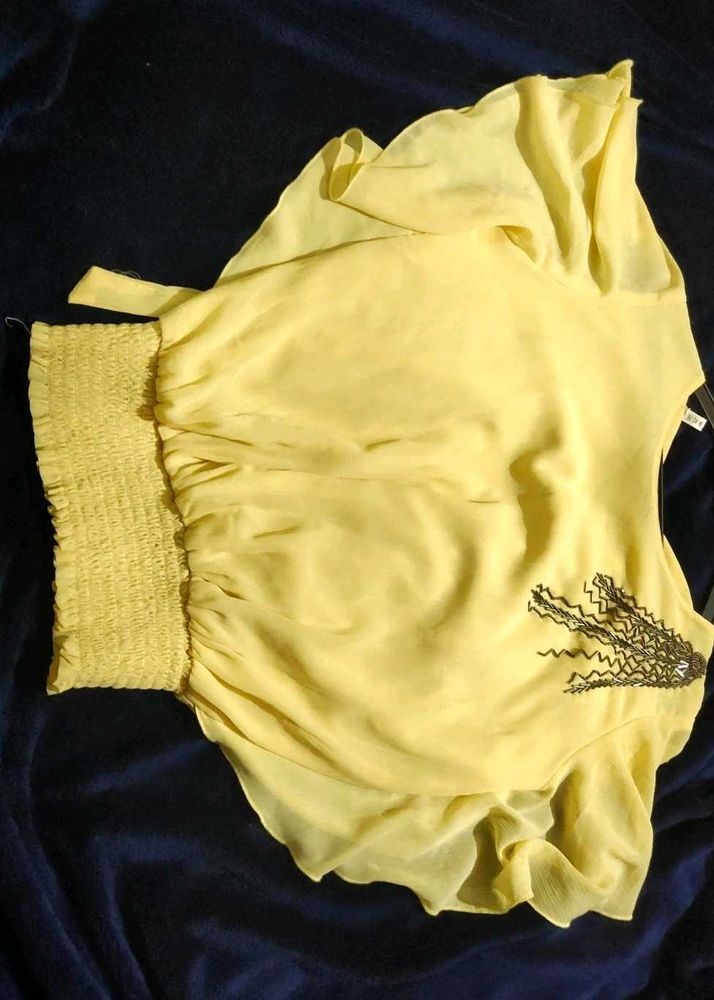 Yellow Ruffle sleeves Top