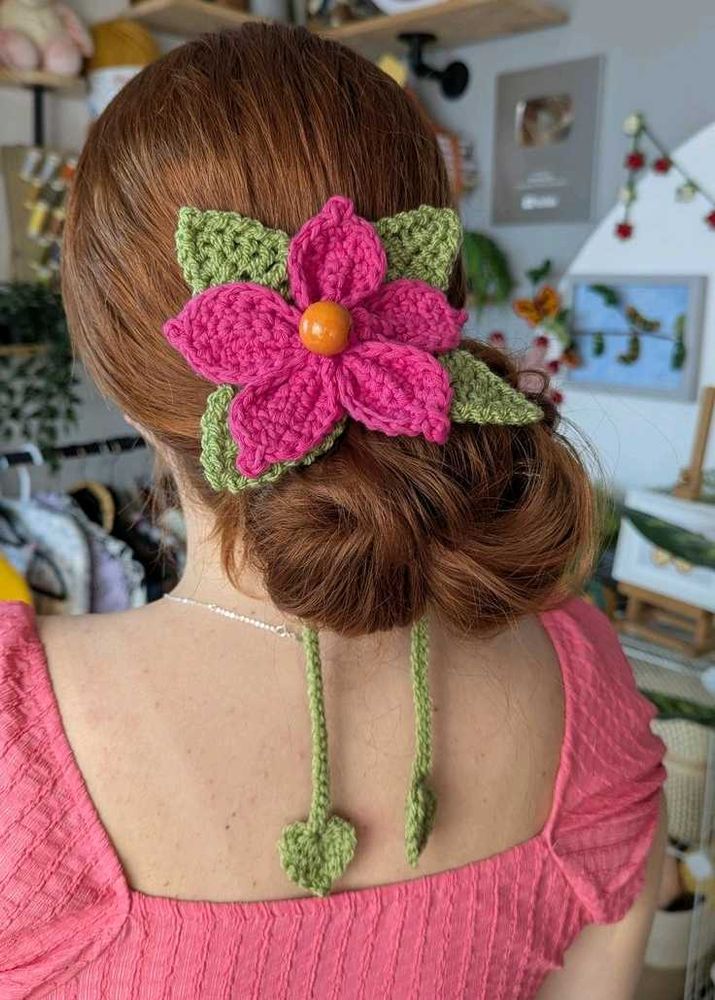 Crochet Flower Hair Clip