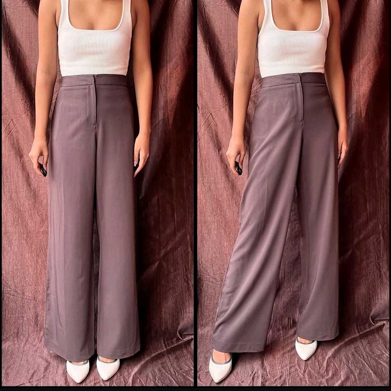Brown Straight High Waist Pants