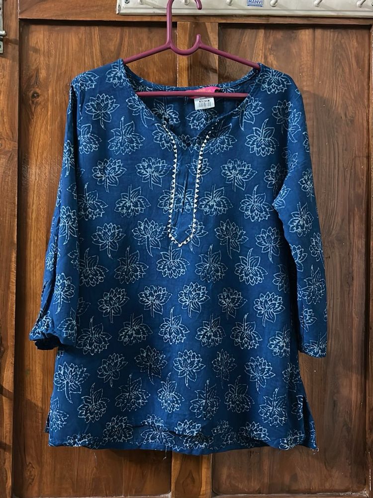 Blue Floral Print Kurti
