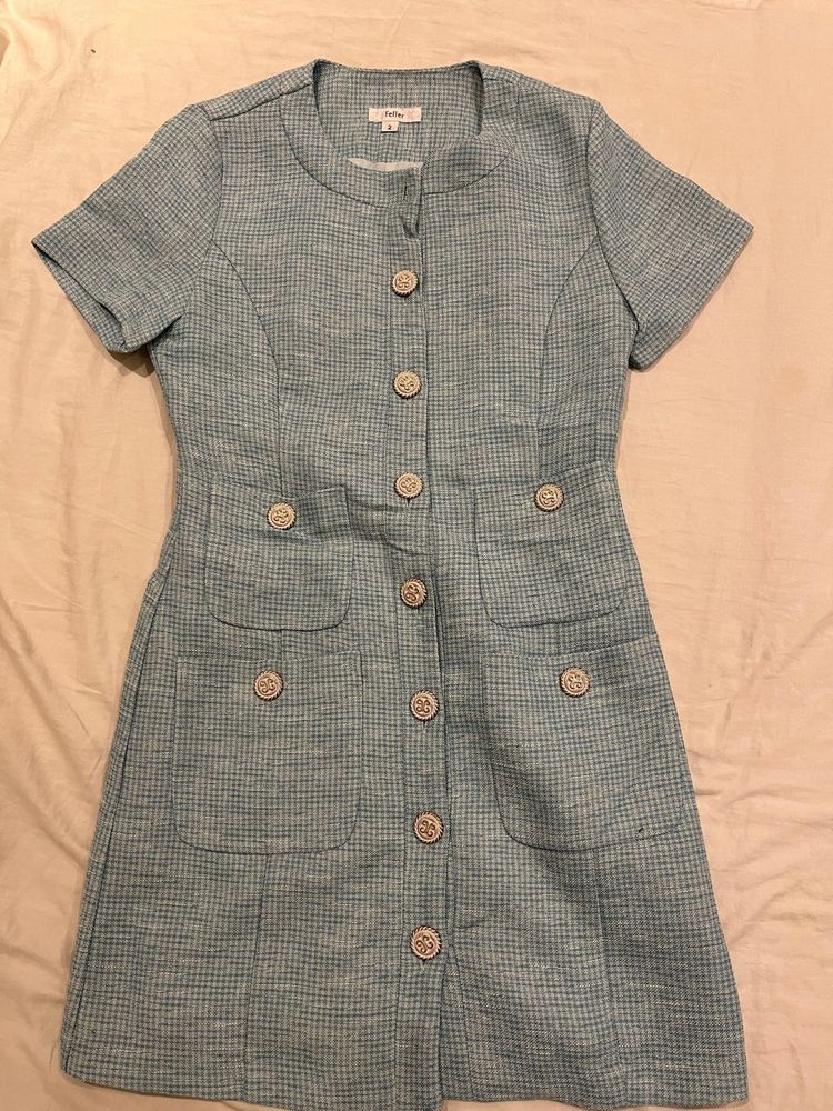 Cute Blue Button Dress