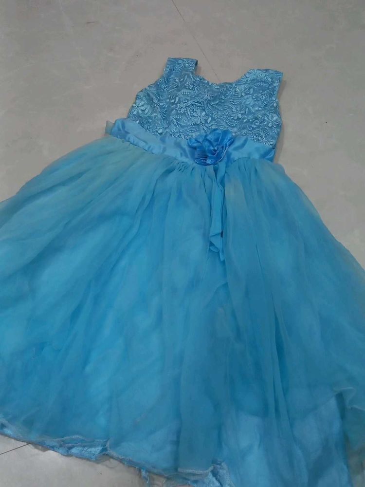 Blue Flower Girl Dress
