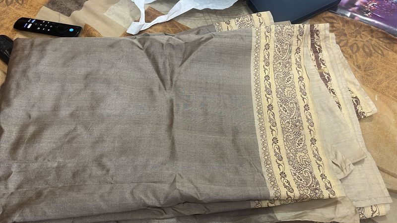 Elegant Beige &amp; Brown Saree