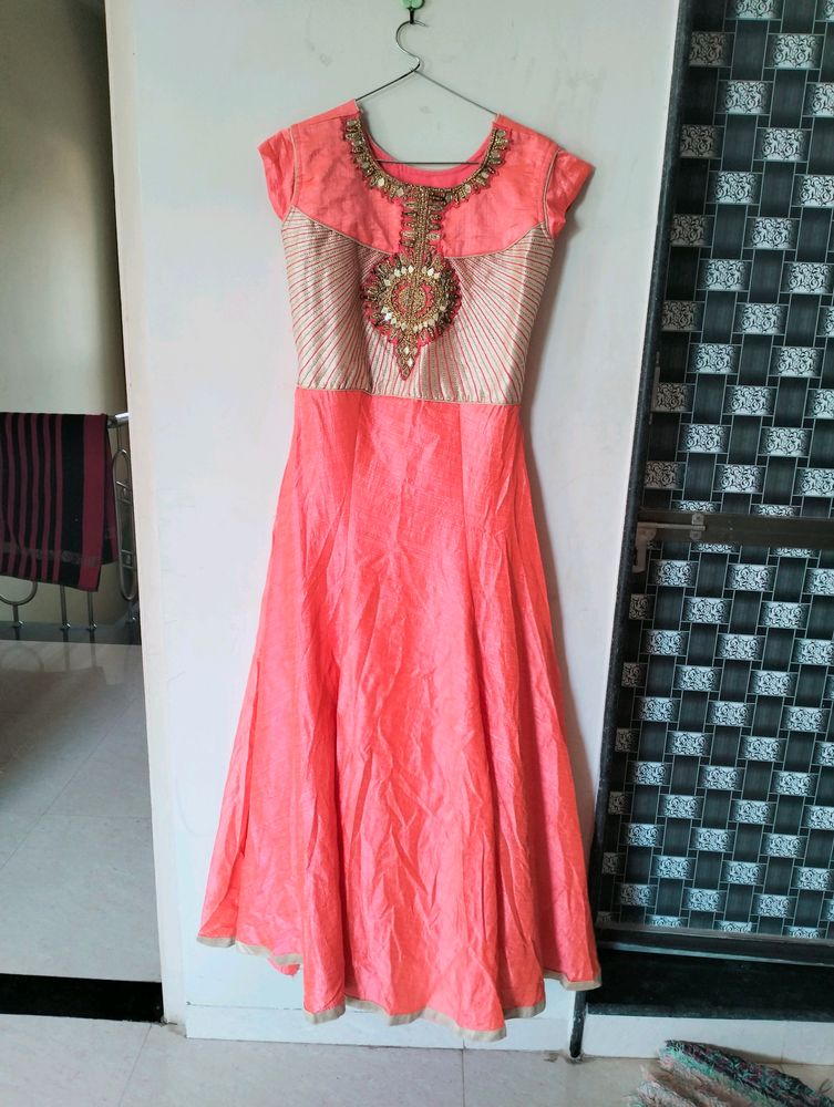 orange​/​pink anarkhali With Dupatta And Bottom