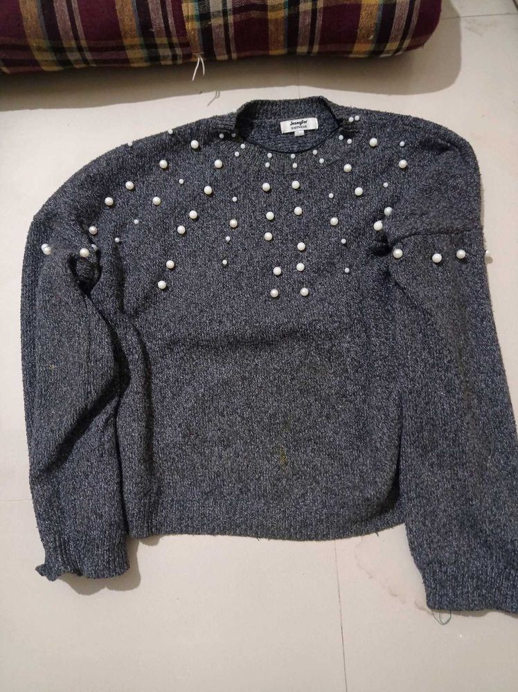 Pearl Embellished Knit Sweater