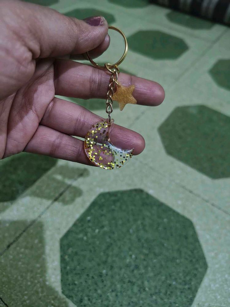 Cute Moon &amp; Star Keychain