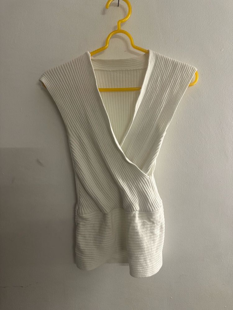 White Ribbed Top