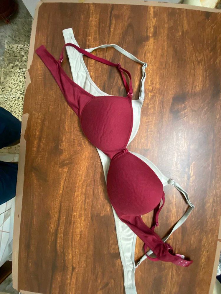 Gently Used 40 B-Cup Bras - Red &amp; Grey