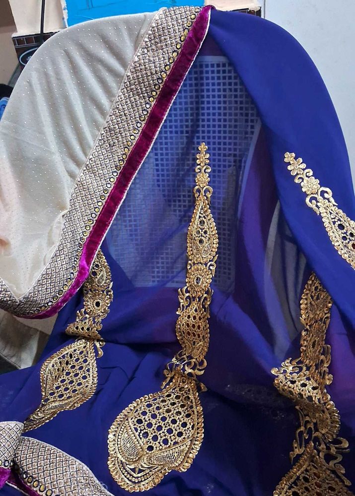 Elegant Blue &amp; Gold Embroidered Saree