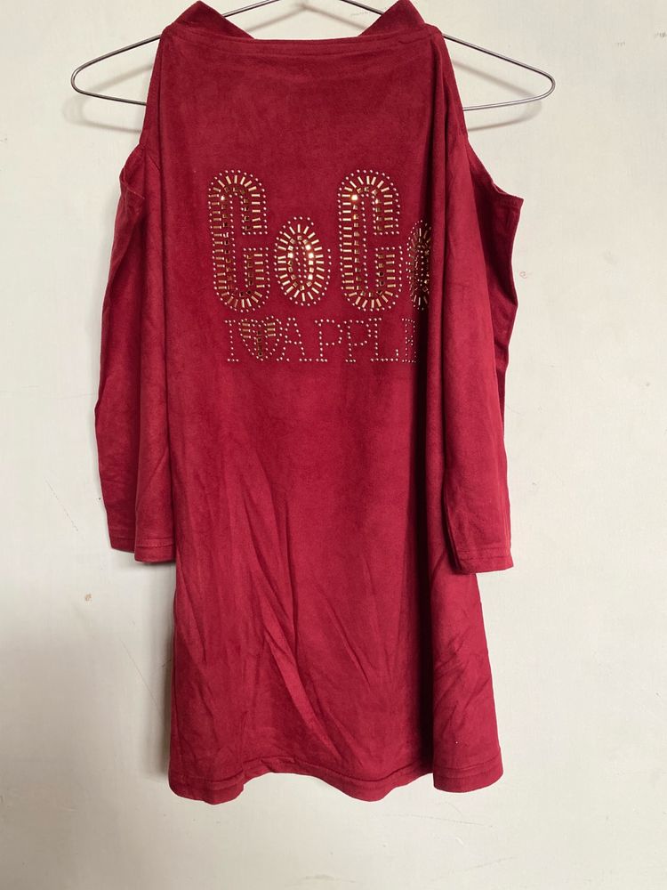Velvet Cold Shoulder Party Wear Top