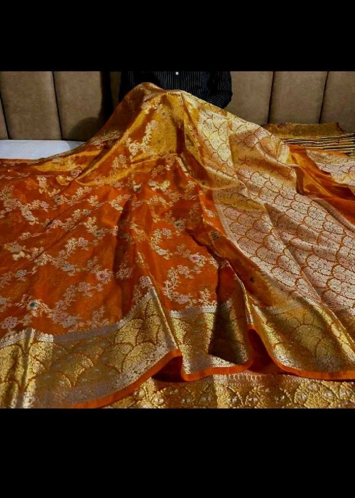 Elegant Orange Banarasi Saree