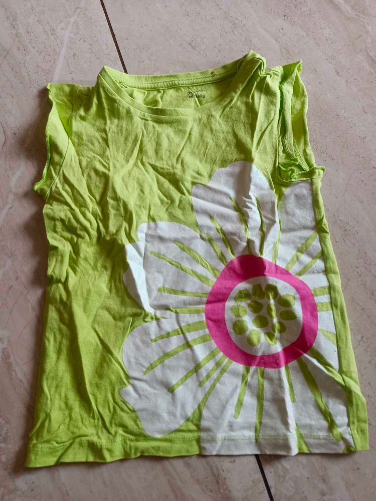 Cute Green Floral Kids Top