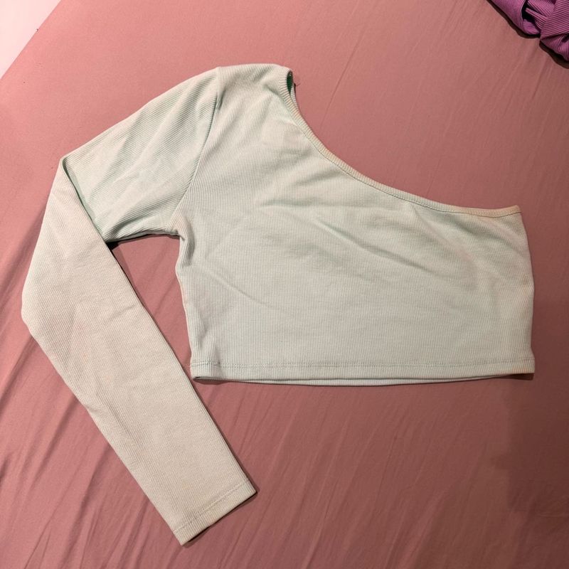 Mint Green One-Shoulder Top