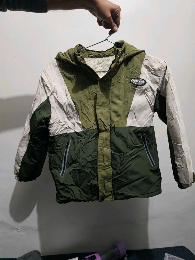 Boys' Green Colorblock Hooded Jacket