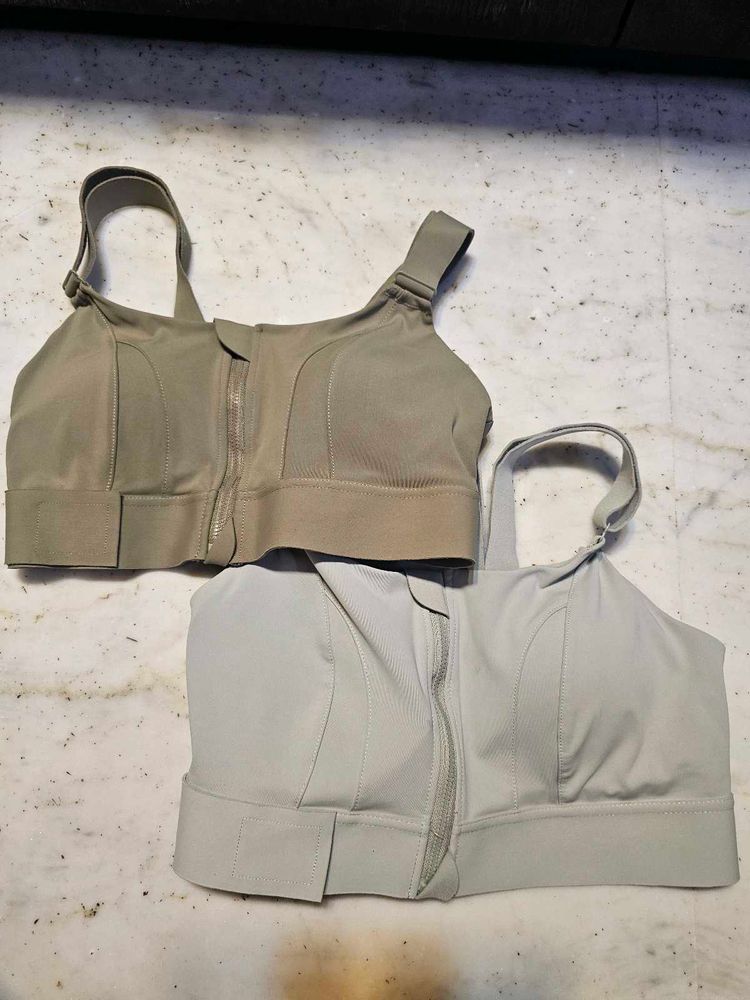 Front-Zip Padded Sports Bra Set Of 2