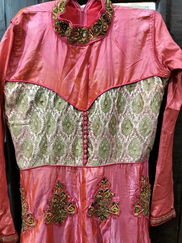 Pink &amp; Gold Embellished Indian Dress