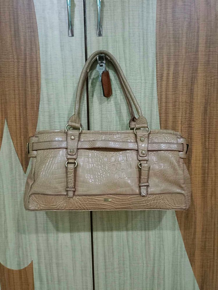 Vintage Tan Crocodile Embossed Handbag