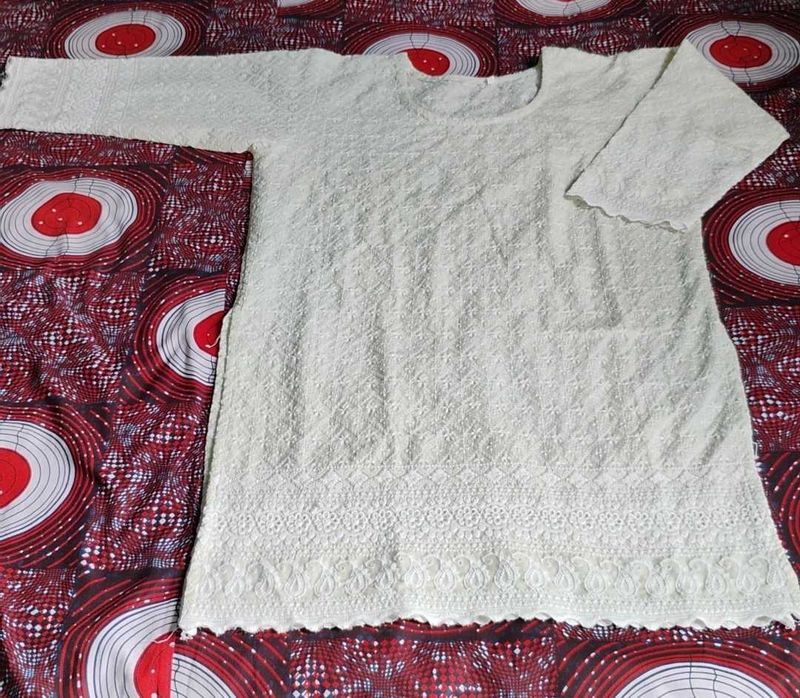 Chikankari Light Green Kurti