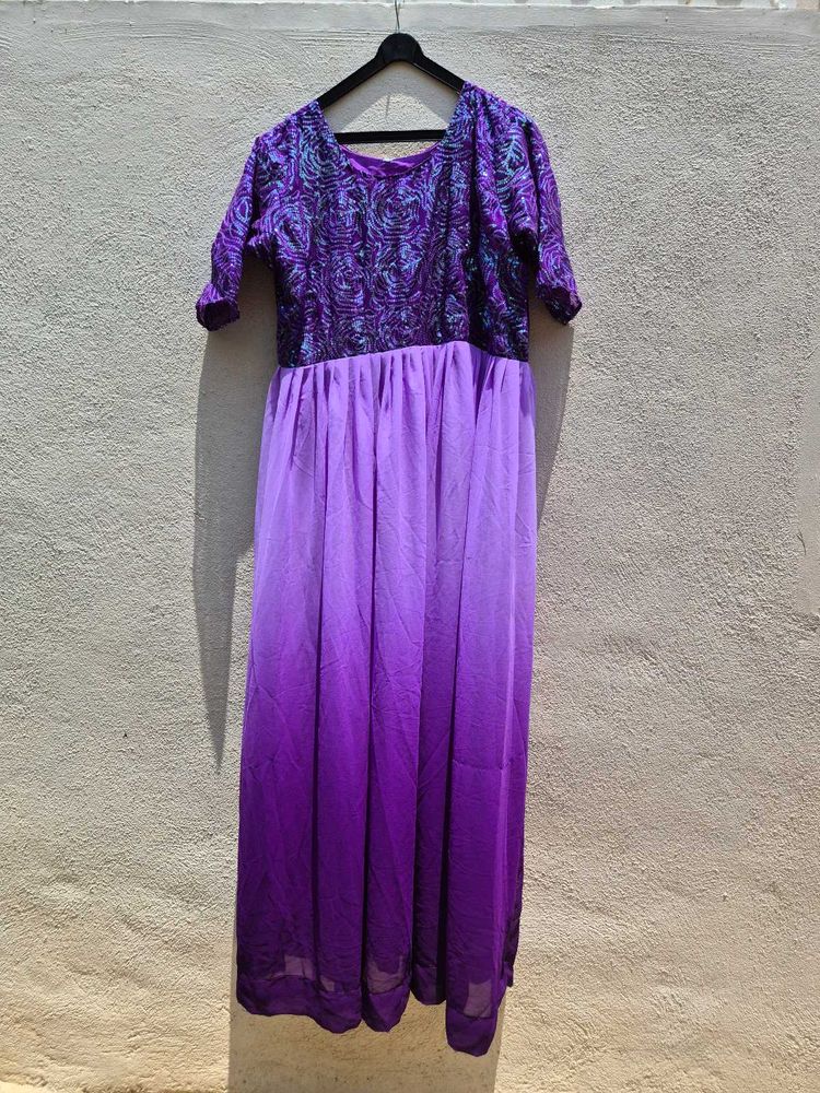 Purple Falred Maxi Dress