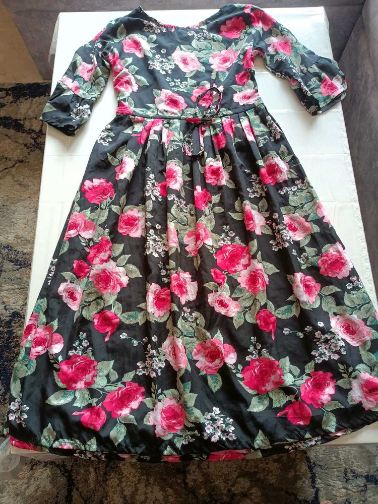 Black Floral Print Dress