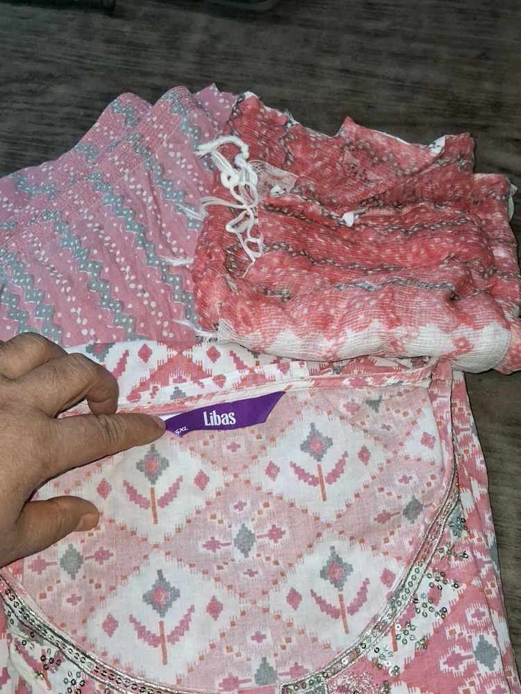 Libas Pink Ethnic Print Kurta Set