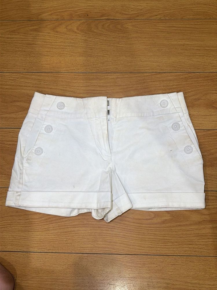 White Buttoned Shorts
